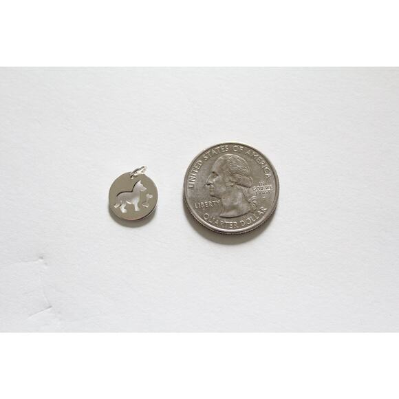 Sterling Silver Dog Charm, Silver Dog and Bone Charm, Puppy Charm, Puppy Pendant - Picture 3 of 3